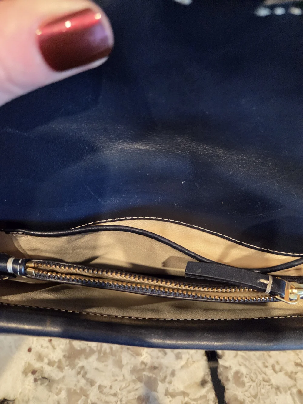 Tory Burch Navy Leather Crossbody Bag with Logo Medallion And Coin Purse